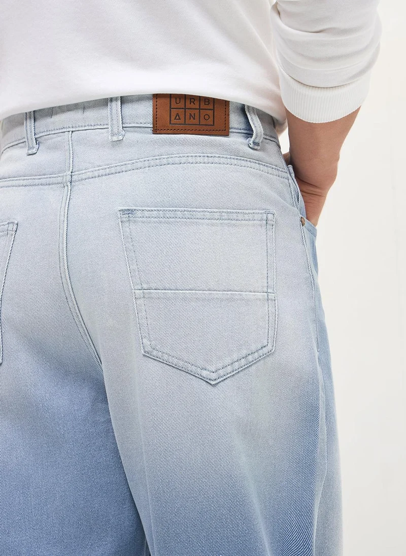 Urbano Fashion  Urbano Fashion Men's Ice Blue Loose Baggy Fit Heavy Washed Faded Denim Jeans Non-Stretchable for Men | Best Price UAE